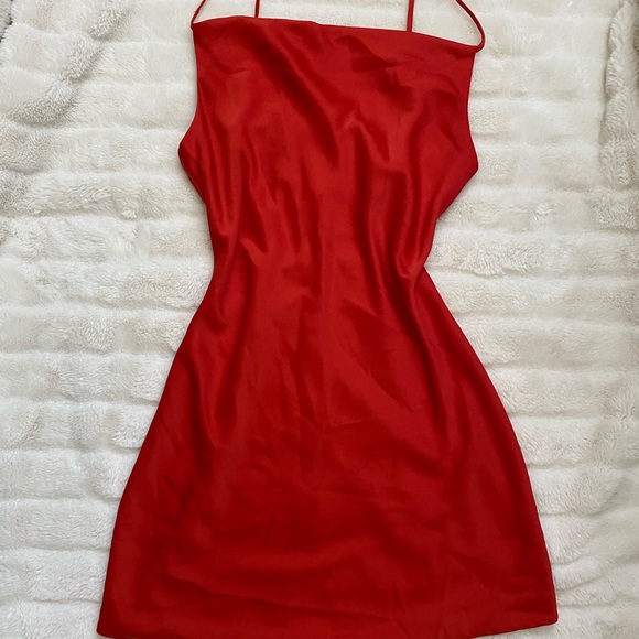 red satin cowl neck dress - Picture 1 of 2
